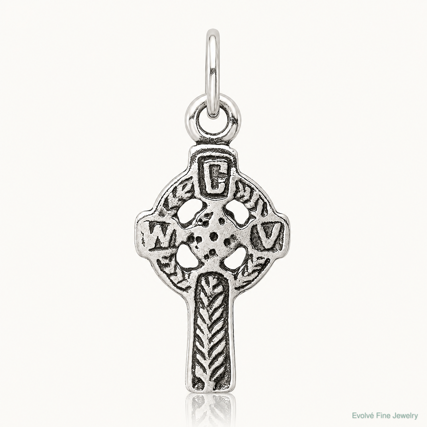 Sterling Silver Antiqued Celtic Cross Charm - Lifestyle View