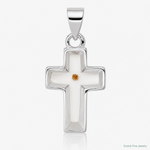 Sterling Silver Rhodium-plated Enameled Mustard Seed Cross Pendant - Lifestyle View