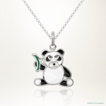 Sterling Silver Enameled Panda Bear Charm - Lifestyle View