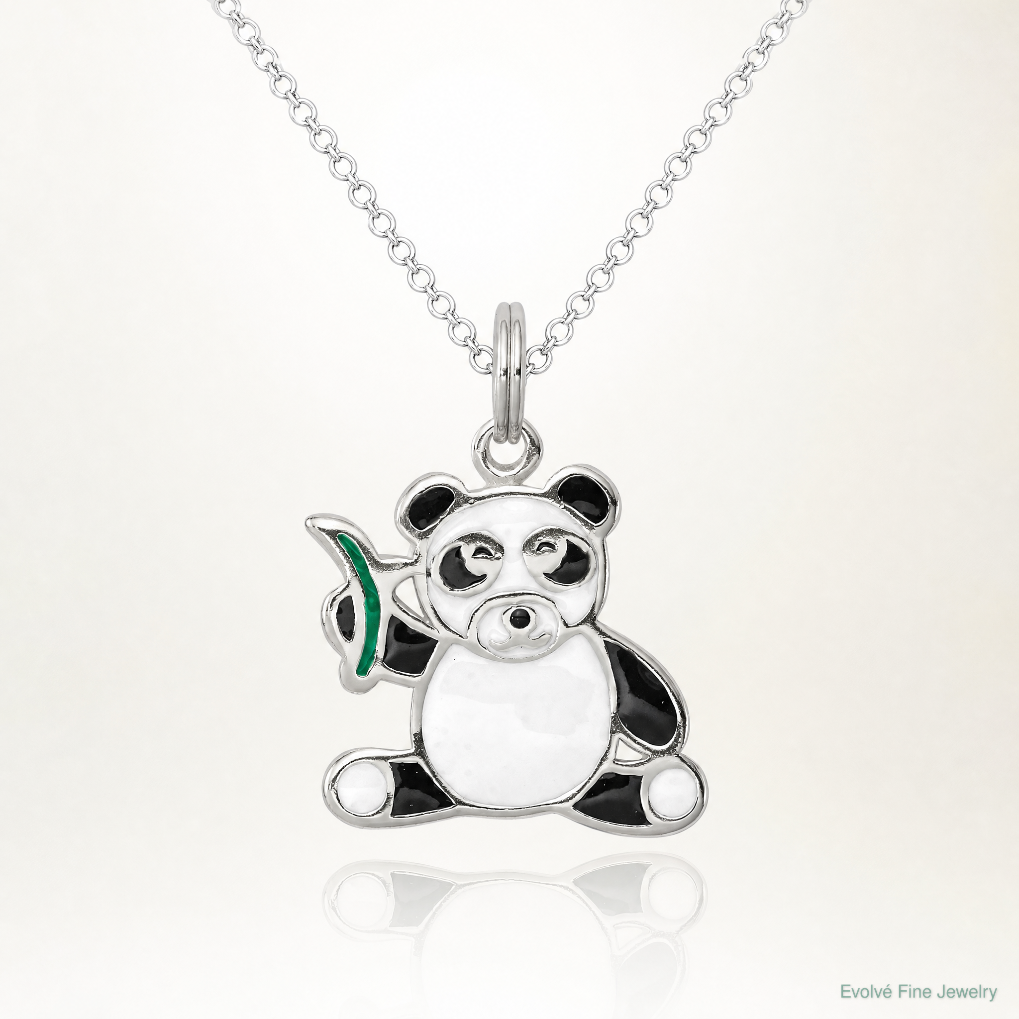 Sterling Silver Enameled Panda Bear Charm - Lifestyle View