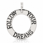 Sterling Silver Polished Enameled Follow Your Dreams Circle Charm - Lifestyle View