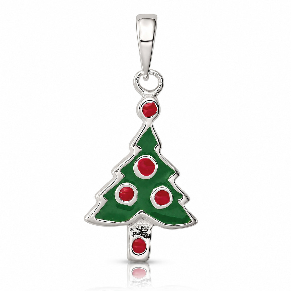 Sterling Silver Enameled Christmas Tree Pendant - Lifestyle View