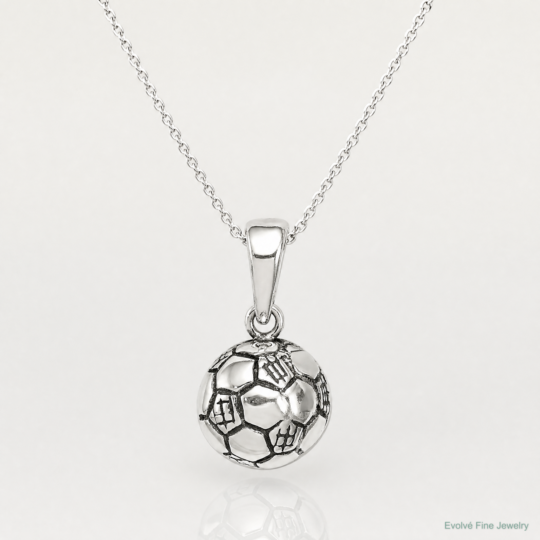 Sterling Silver Antiqued Soccer Ball Pendant - Lifestyle View