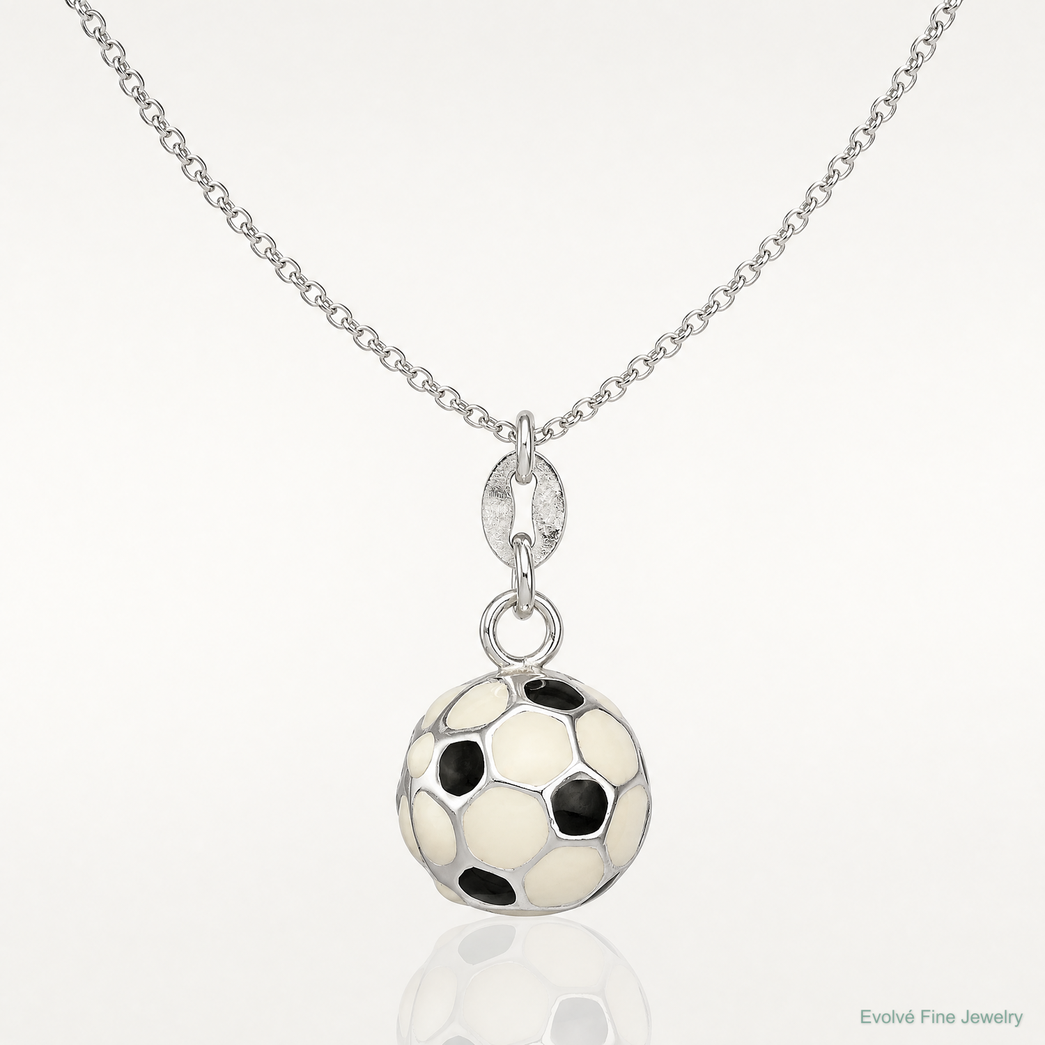 Sterling Silver Enameled Soccer Ball Charm - Lifestyle View