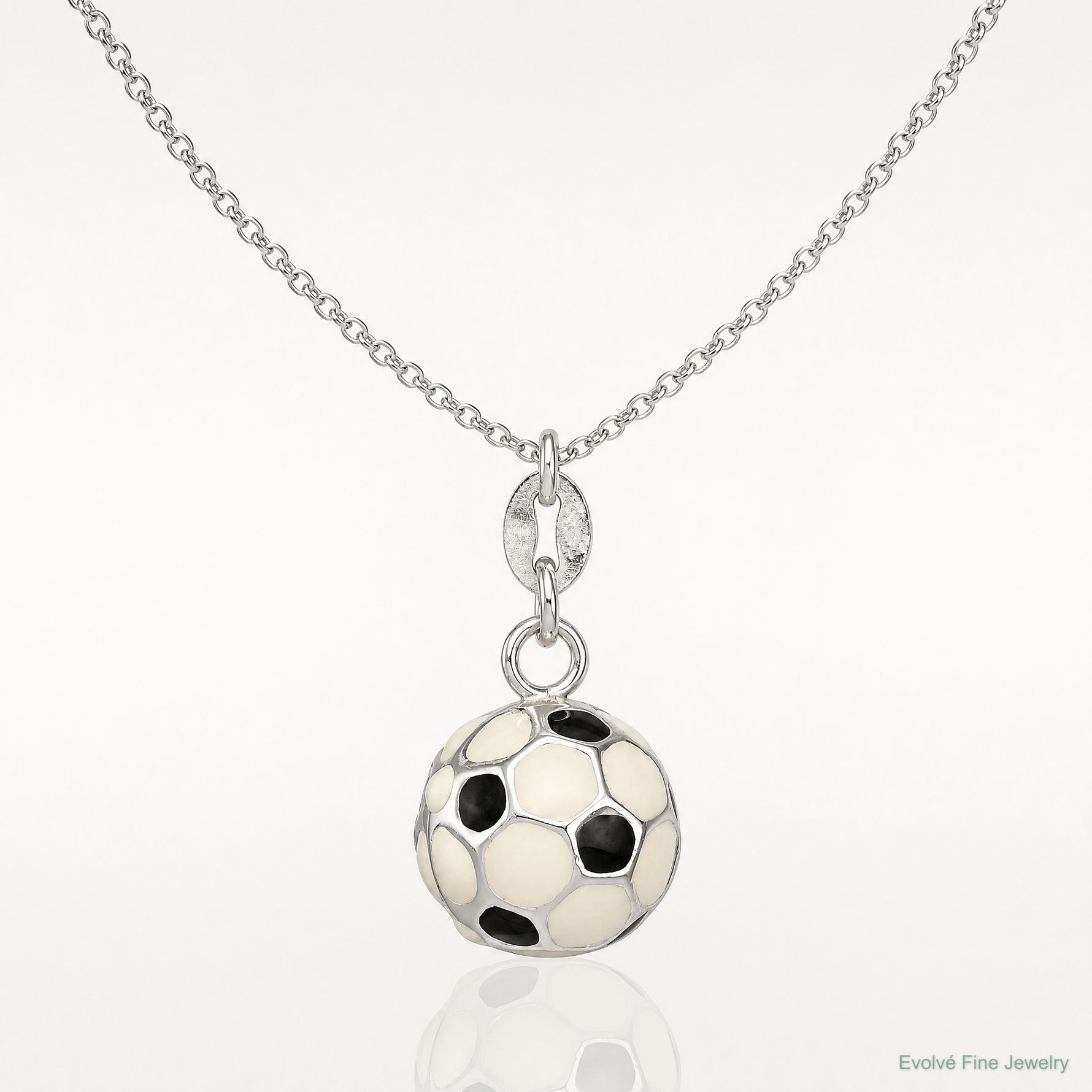 Sterling Silver Enameled Soccer Ball Charm - Lifestyle View