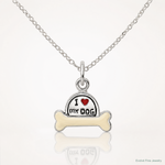 Sterling Silver Enameled I Love My Dog Charm - Lifestyle View