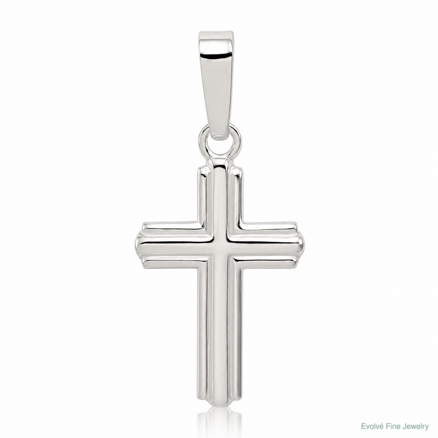 Sterling Silver Polished Cross Pendant - Lifestyle View