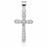 Sterling Silver Rhodium Plated CZ Cross Pendant - Lifestyle View