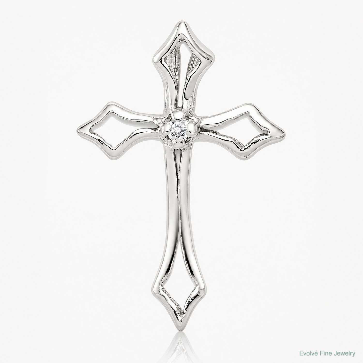 Sterling Silver CZ Cross Charm - Lifestyle View