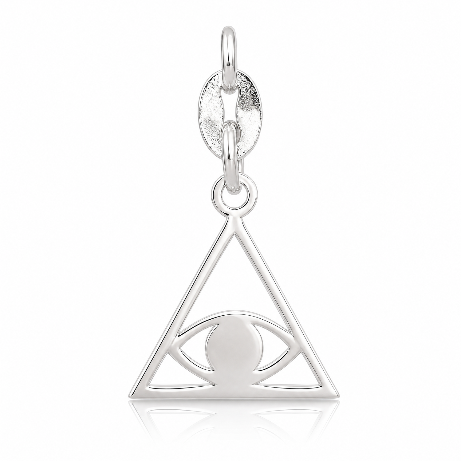 Sterling Silver Polished Evil Eye Charm - Lifestyle View