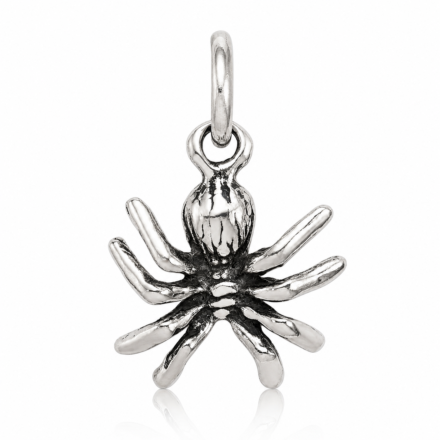 Sterling Silver Antiqued Spider Charm - Lifestyle View