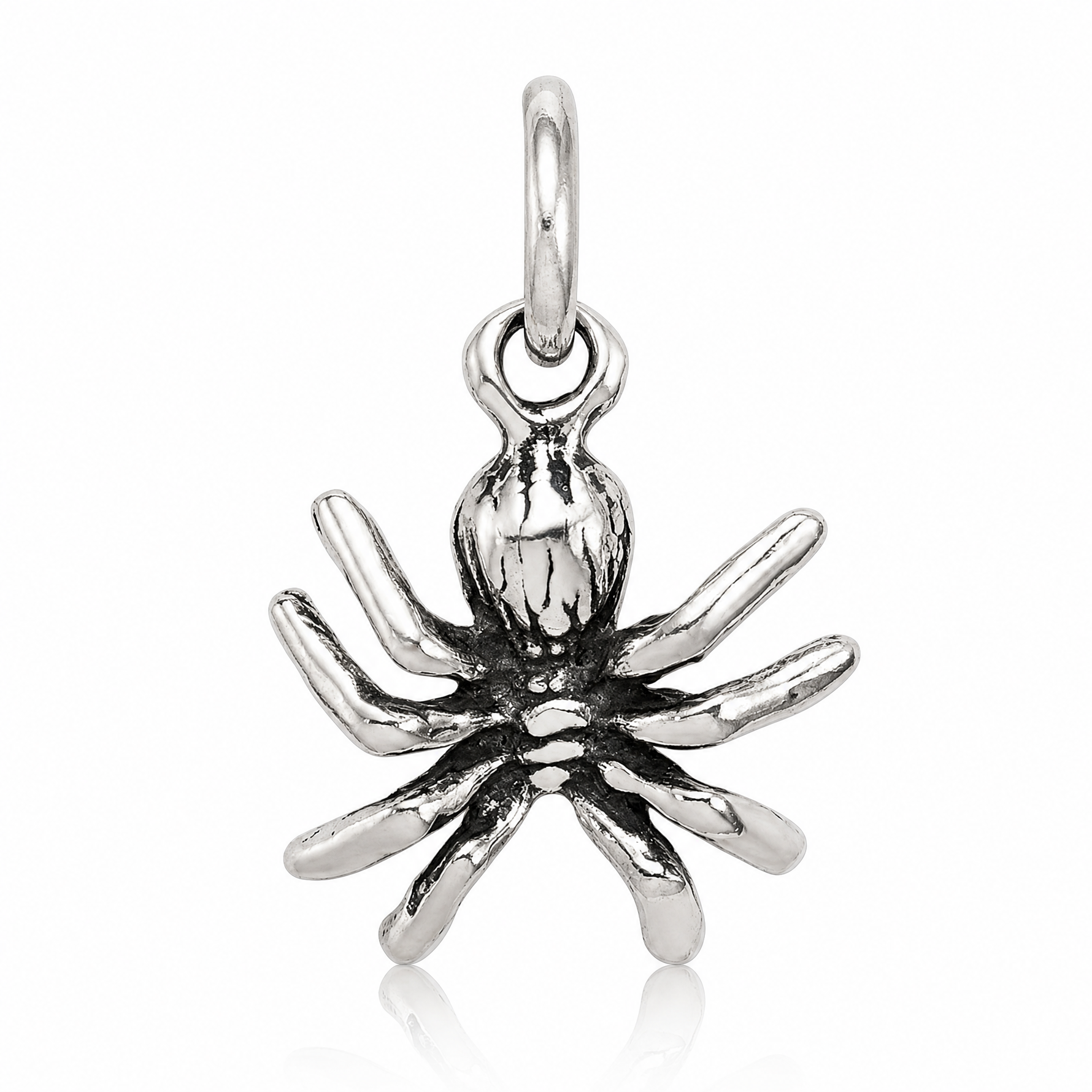 Sterling Silver Antiqued Spider Charm - Lifestyle View
