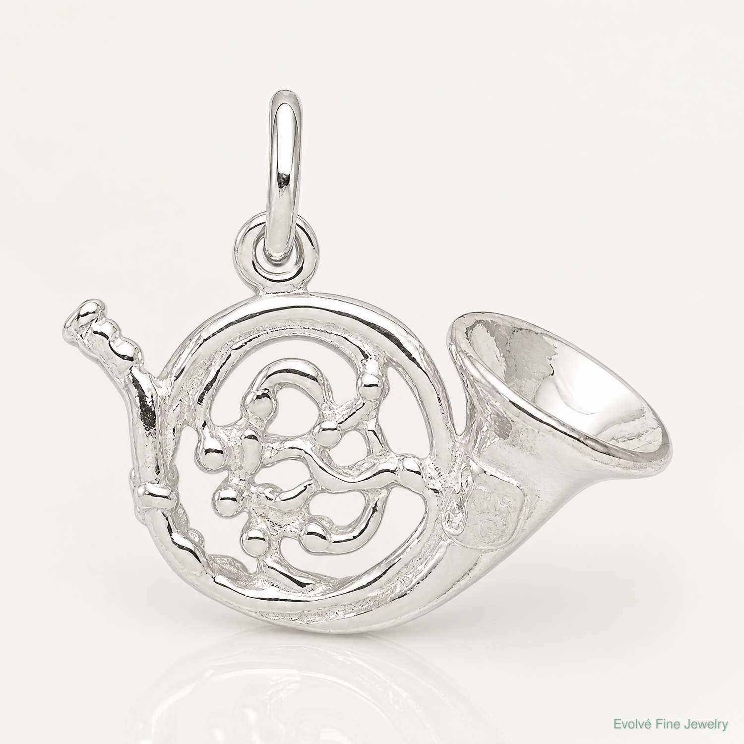 Sterling Silver French Horn Charm - Lifestyle View