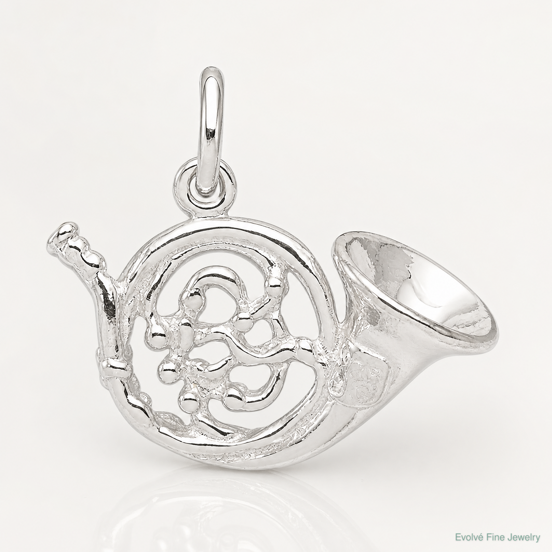 Sterling Silver French Horn Charm - Lifestyle View