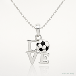 Sterling Silver Polished Enamel Love Soccer Pendant - Lifestyle View