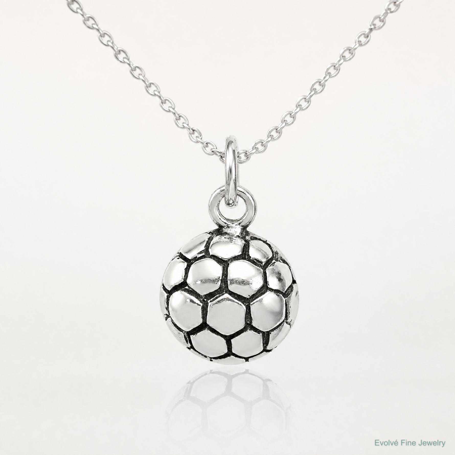Sterling Silver Antiqued Soccer Ball Charm - Lifestyle View