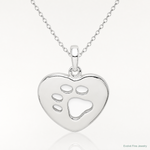 Sterling Silver Polished Heart with Paw Print Pendant - Lifestyle View
