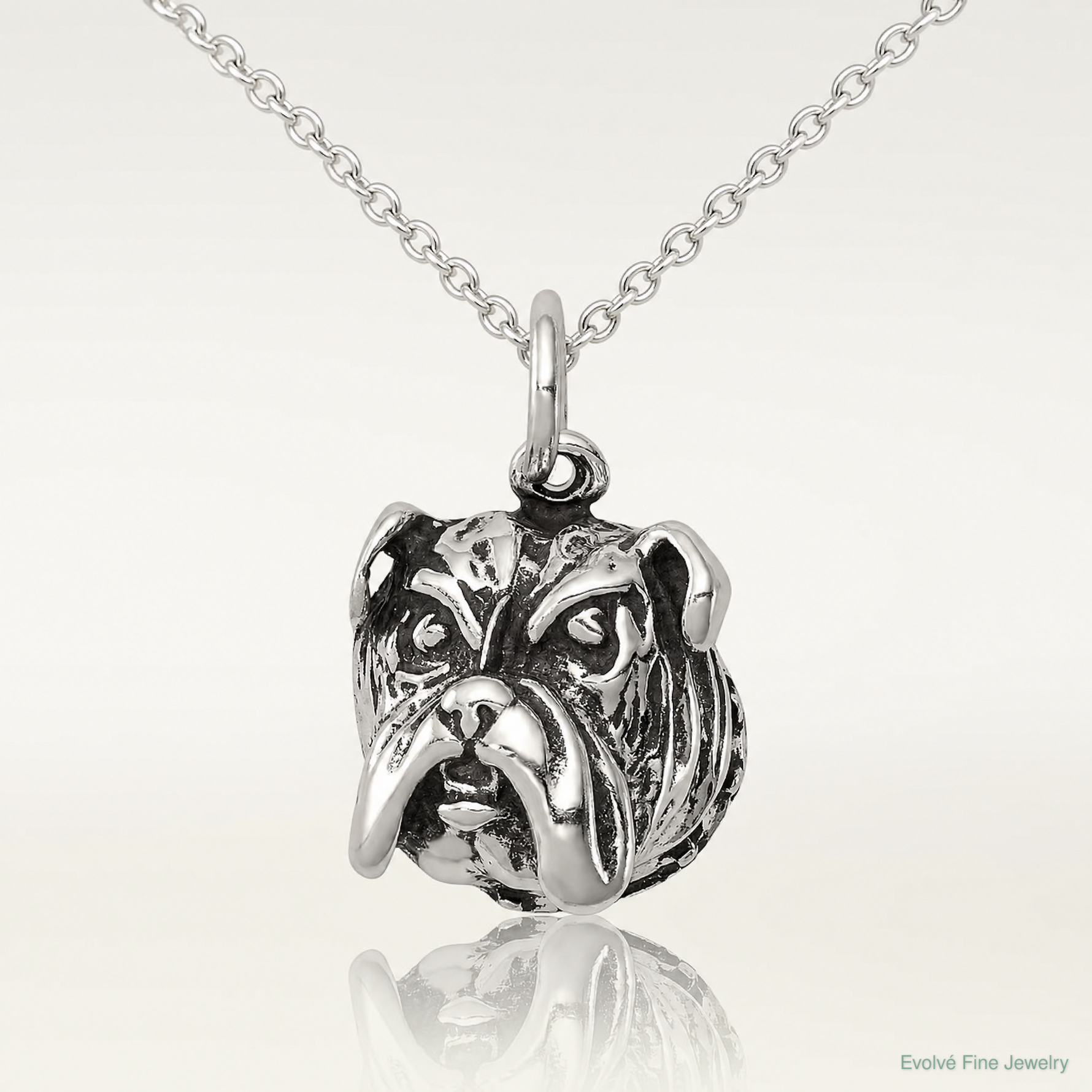 Sterling Silver Antiqued Bull Dog Charm - Lifestyle View