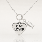 Sterling Silver Cat Lover Pendant - Lifestyle View