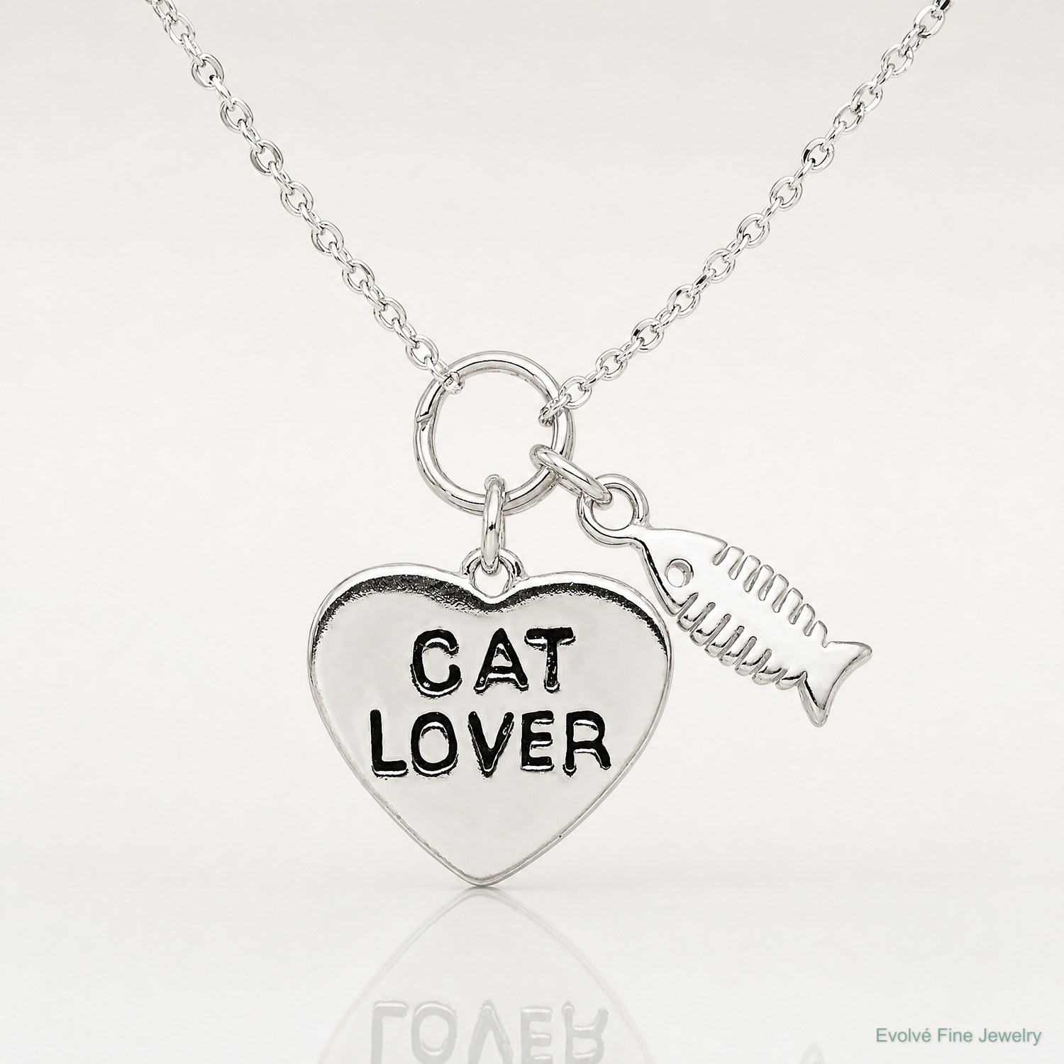 Sterling Silver Cat Lover Pendant - Lifestyle View