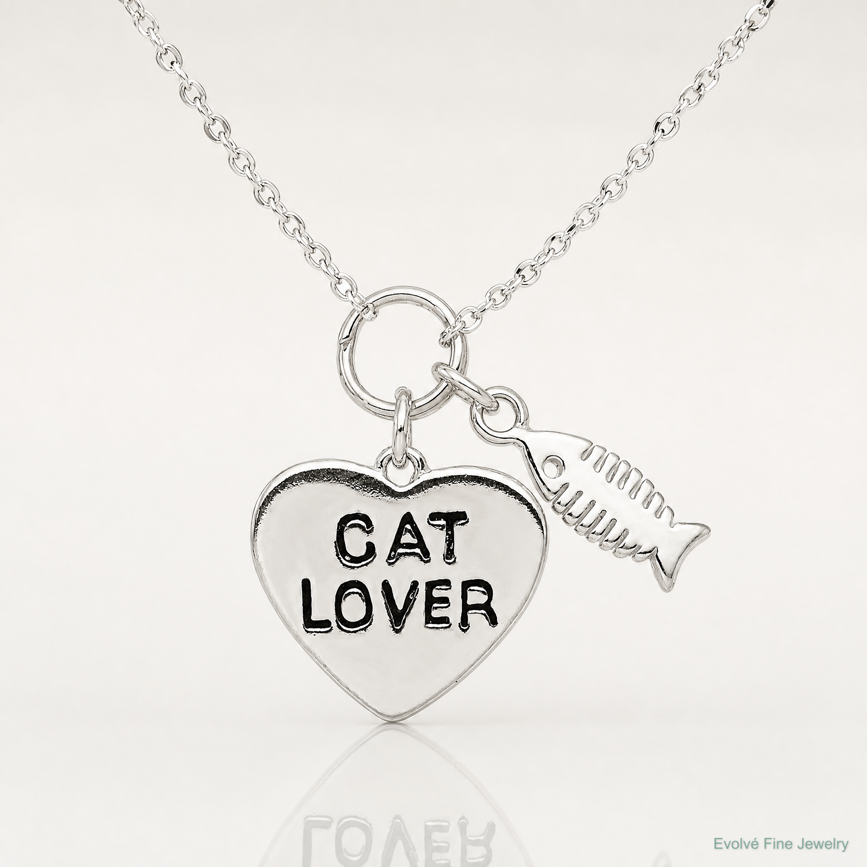 Sterling Silver Cat Lover Pendant - Lifestyle View