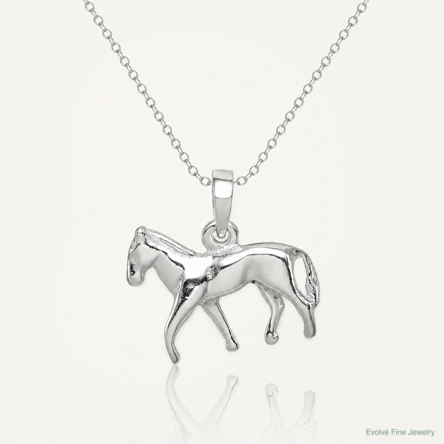 Sterling Silver Polished Horse Pendant - Lifestyle View