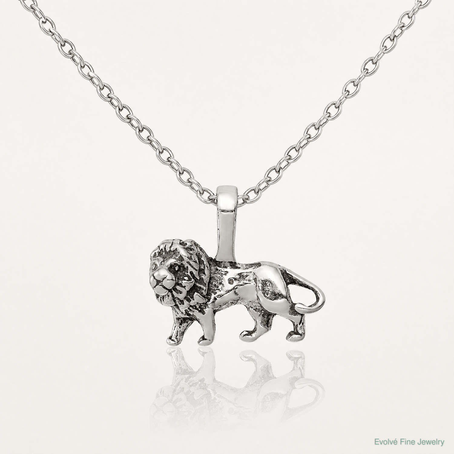 Sterling Silver Antiqued Lion Charm - Lifestyle View