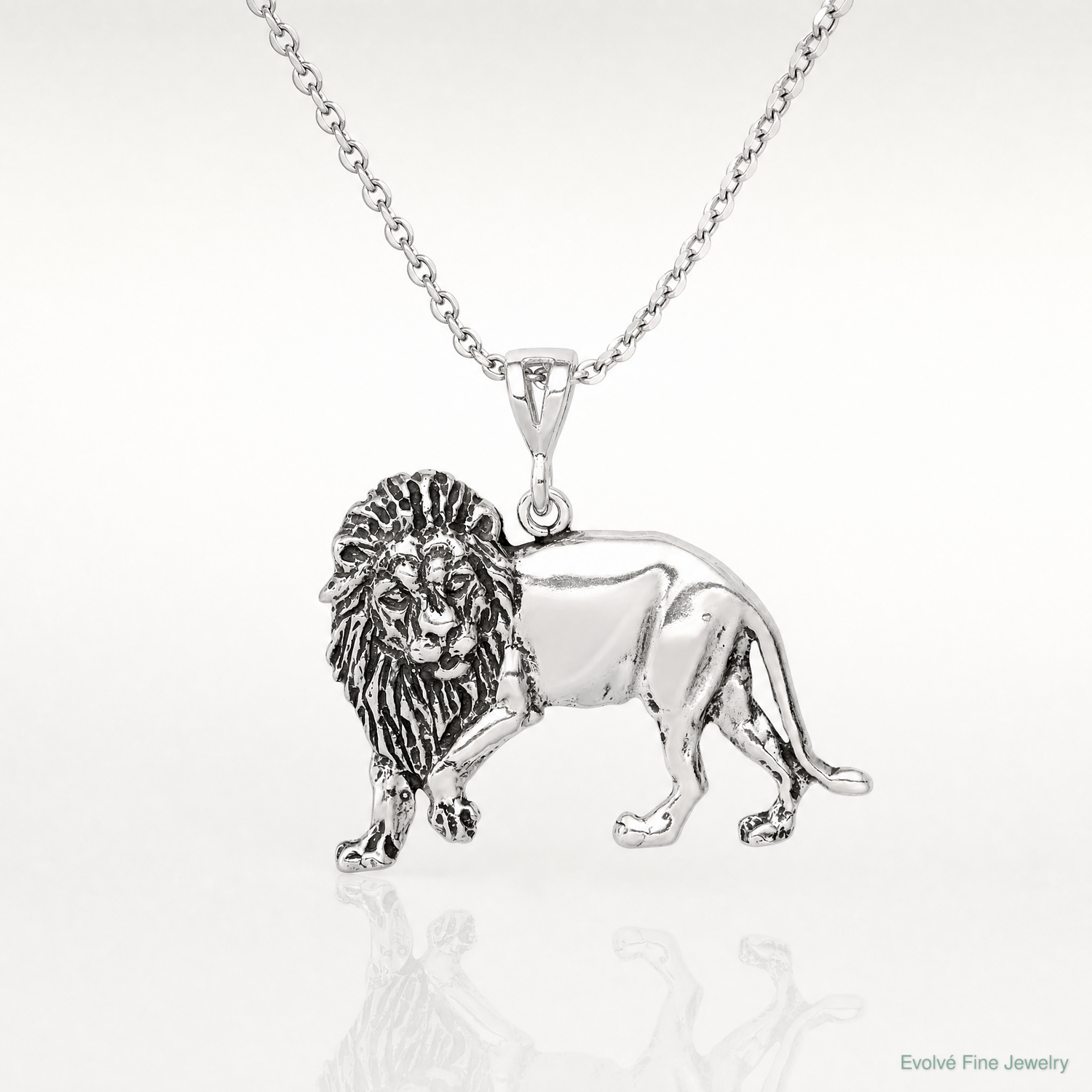 Sterling Silver Antiqued Lion Charm - Lifestyle View