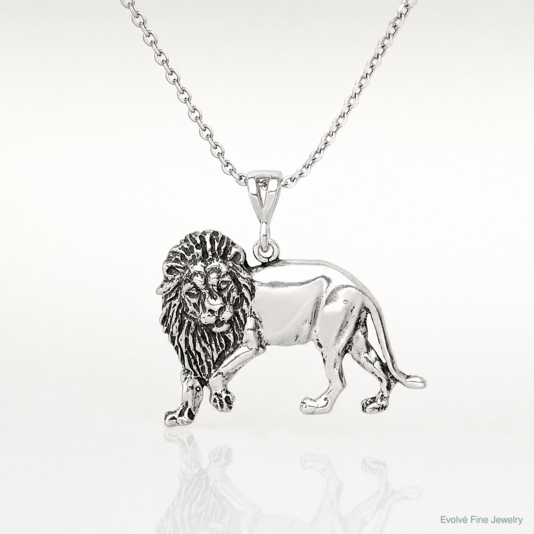 Sterling Silver Antiqued Lion Charm - Lifestyle View