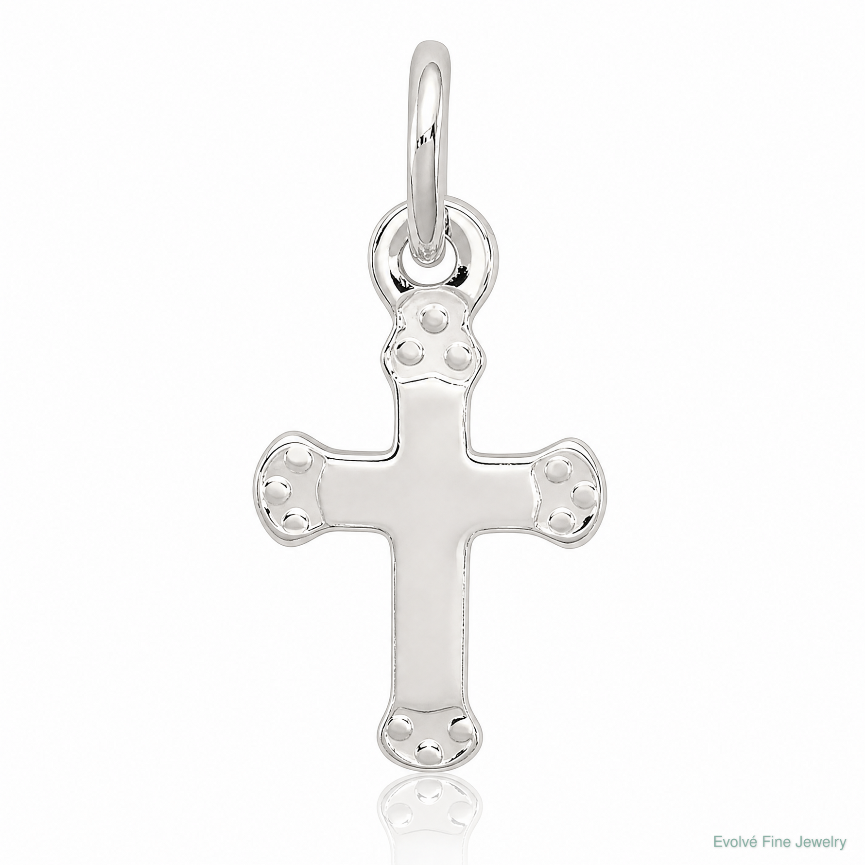 Sterling Silver Polished Cross Charm - Lifestyle View