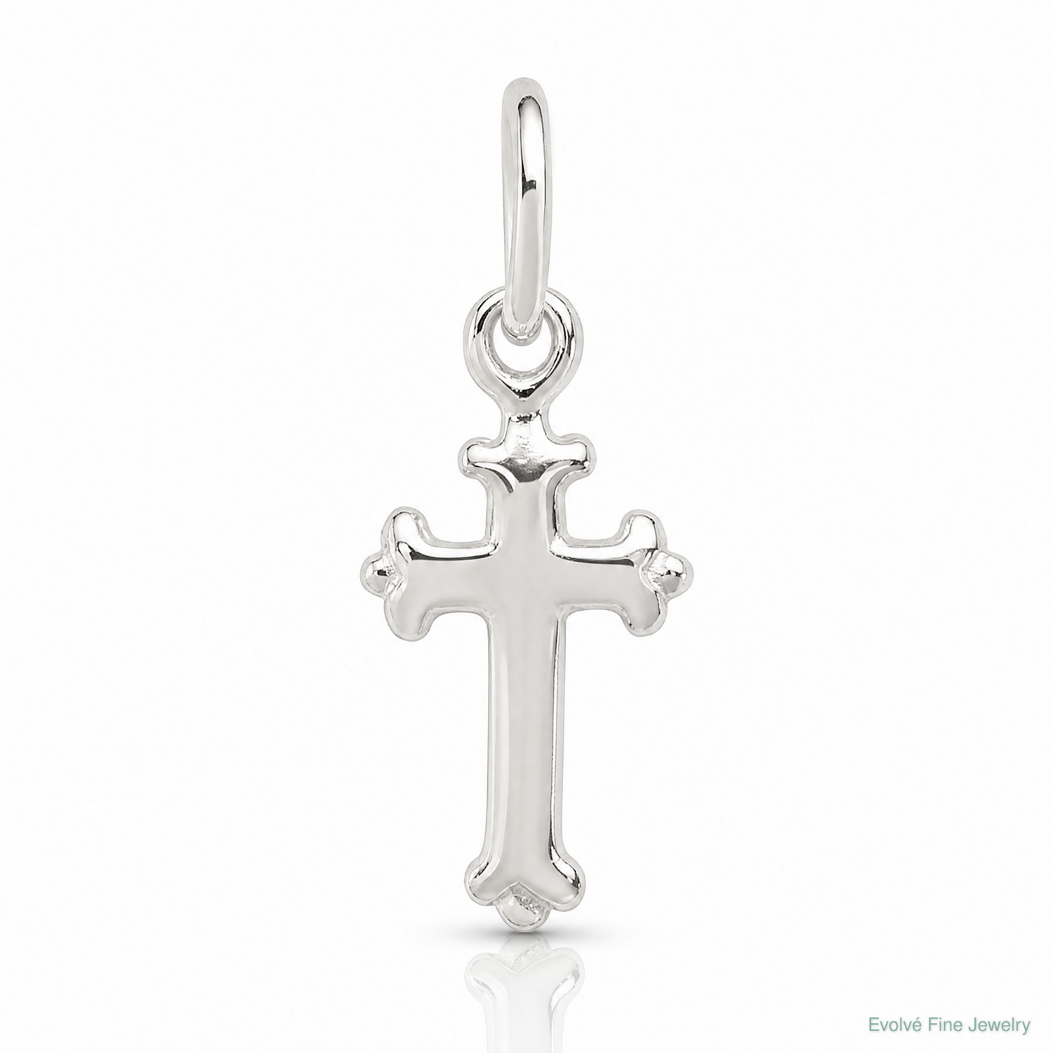 Sterling Silver Polished Cross Charm - Lifestyle View