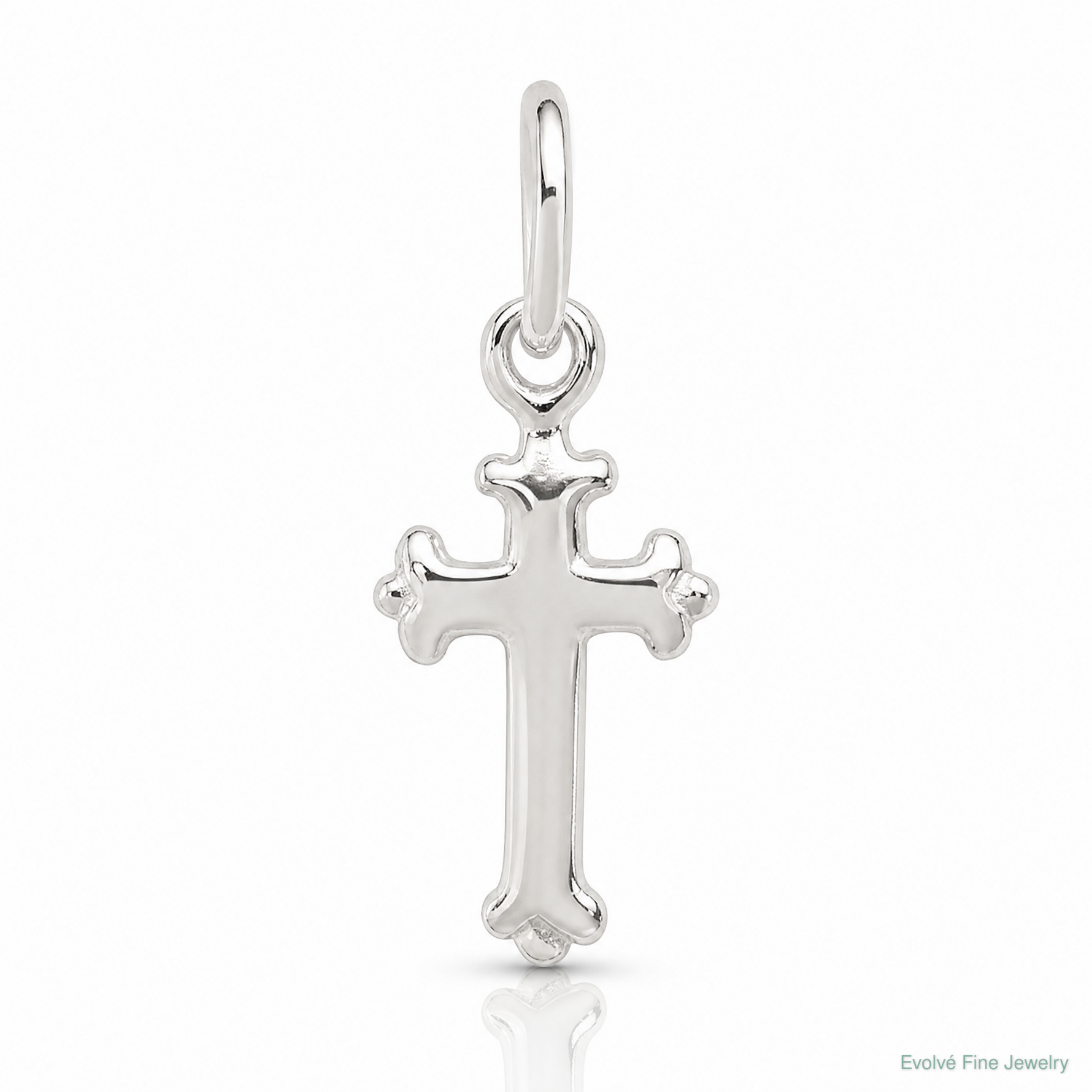 Sterling Silver Polished Cross Charm - Lifestyle View