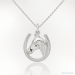 Sterling Silver Horseshoe with Horse Head Pendant - Lifestyle View