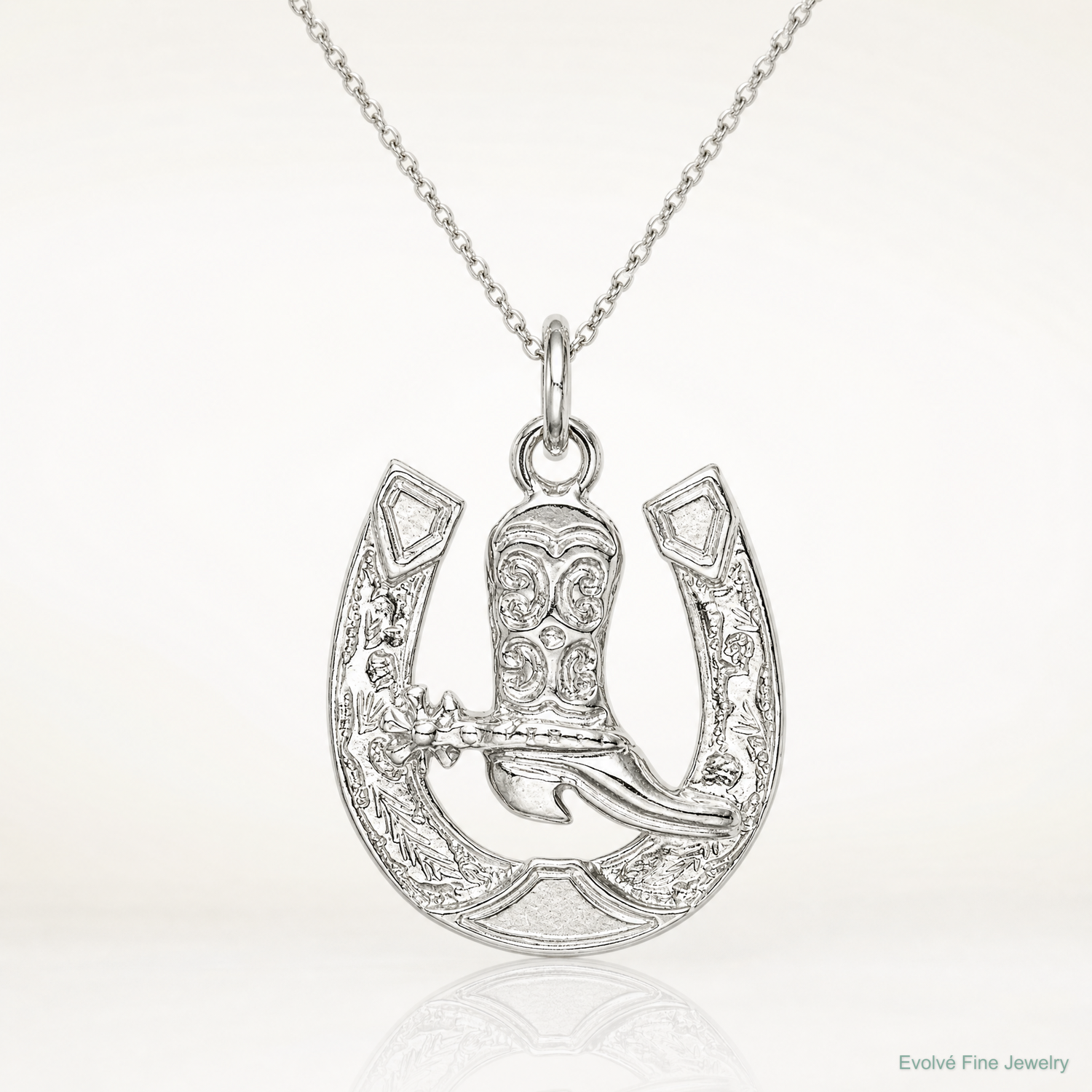Sterling Silver Horseshoe with Boot Charm - Lifestyle View