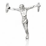 Sterling Silver Polished Mini Jesus Cross Chain Slide - Lifestyle View