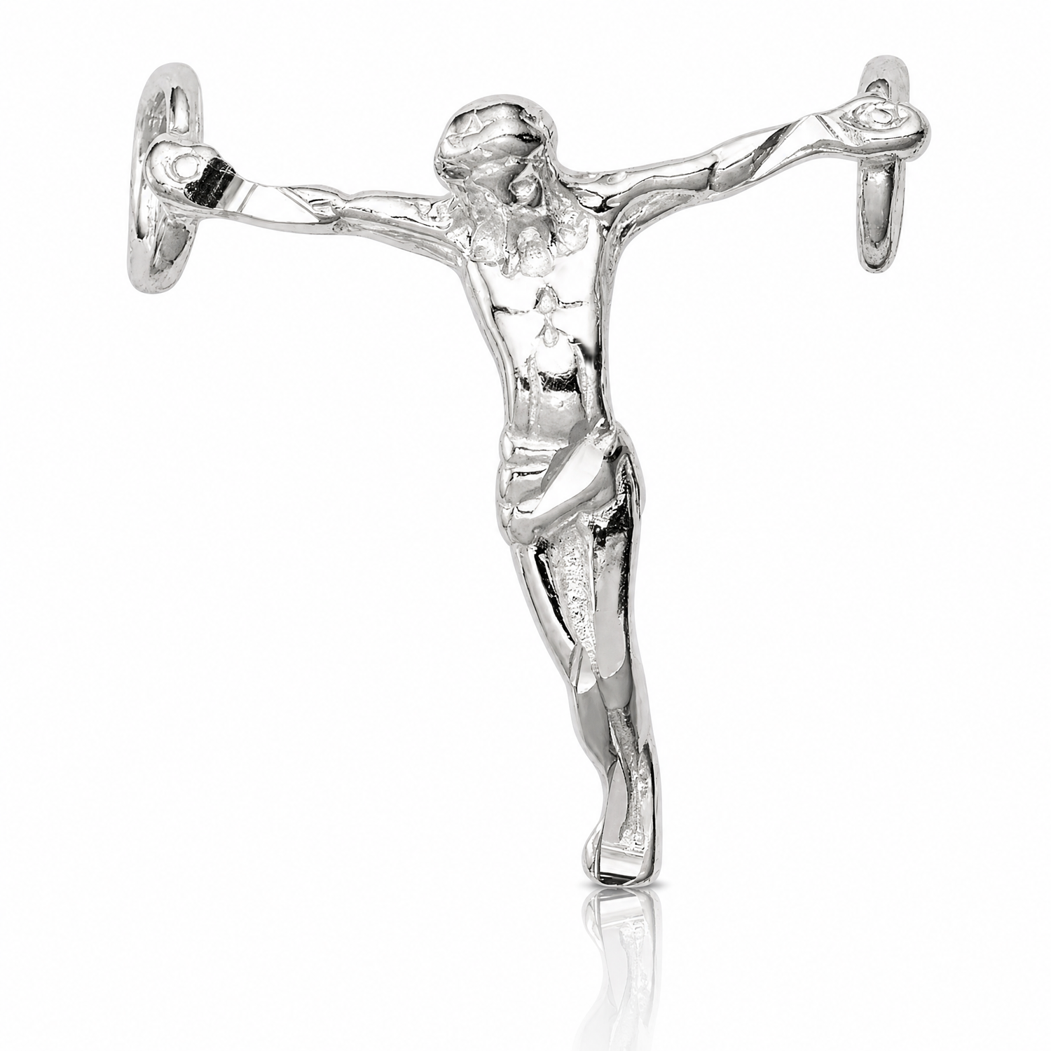 Sterling Silver Polished Mini Jesus Cross Chain Slide - Lifestyle View