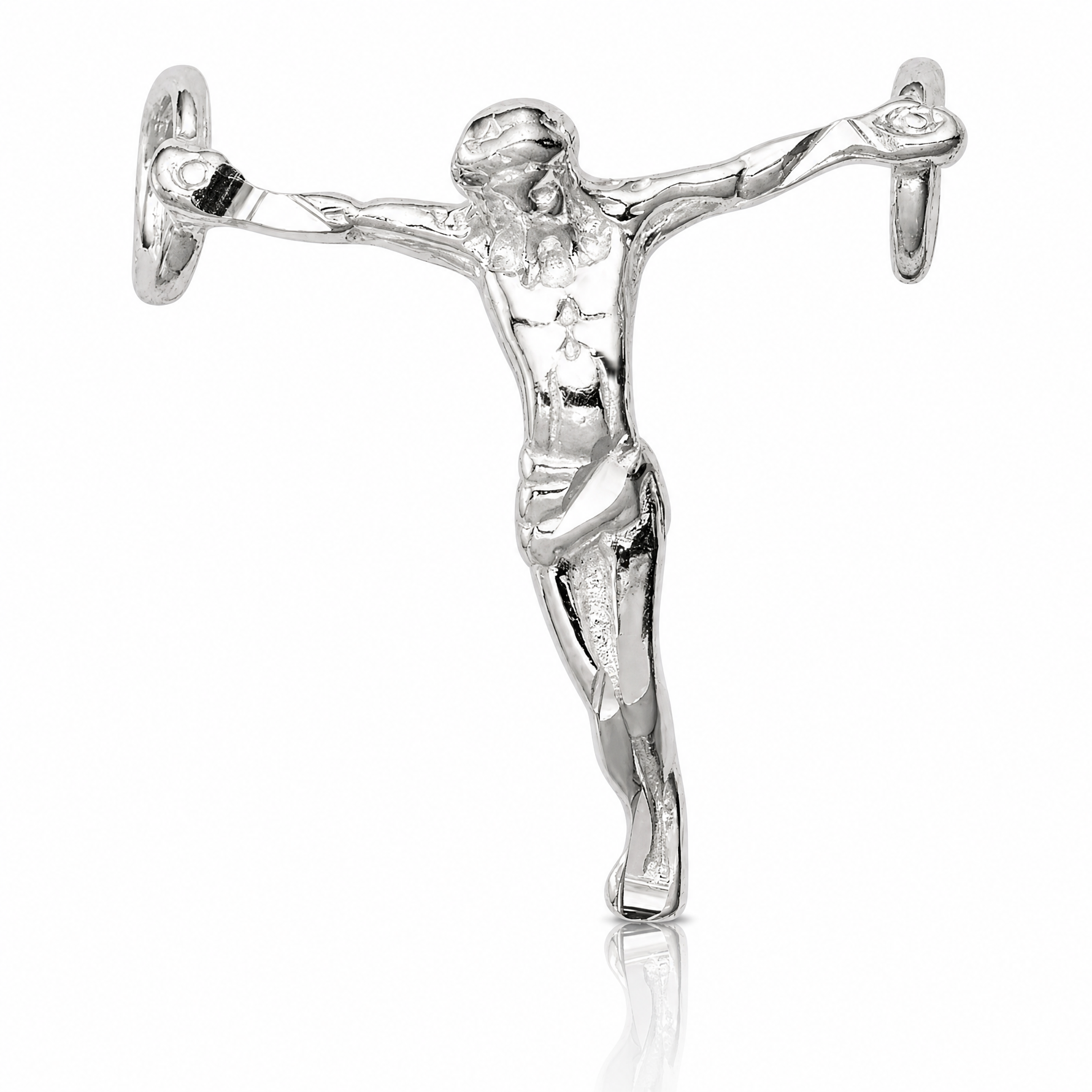 Sterling Silver Polished Mini Jesus Cross Chain Slide - Lifestyle View