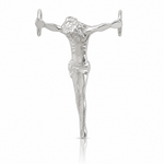 Sterling Silver Polished Jesus Cross Chain Slide Pendant - Lifestyle View