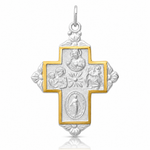 Sterling Silver Platinum-plated & Gold-tone 4-Way Medal Cross Pendant - Lifestyle View
