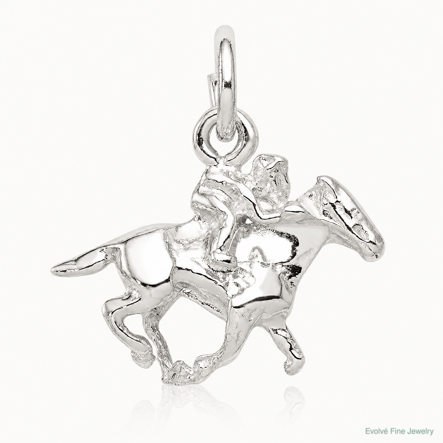 Sterling Silver Horse w/Rider Charm - Lifestyle View
