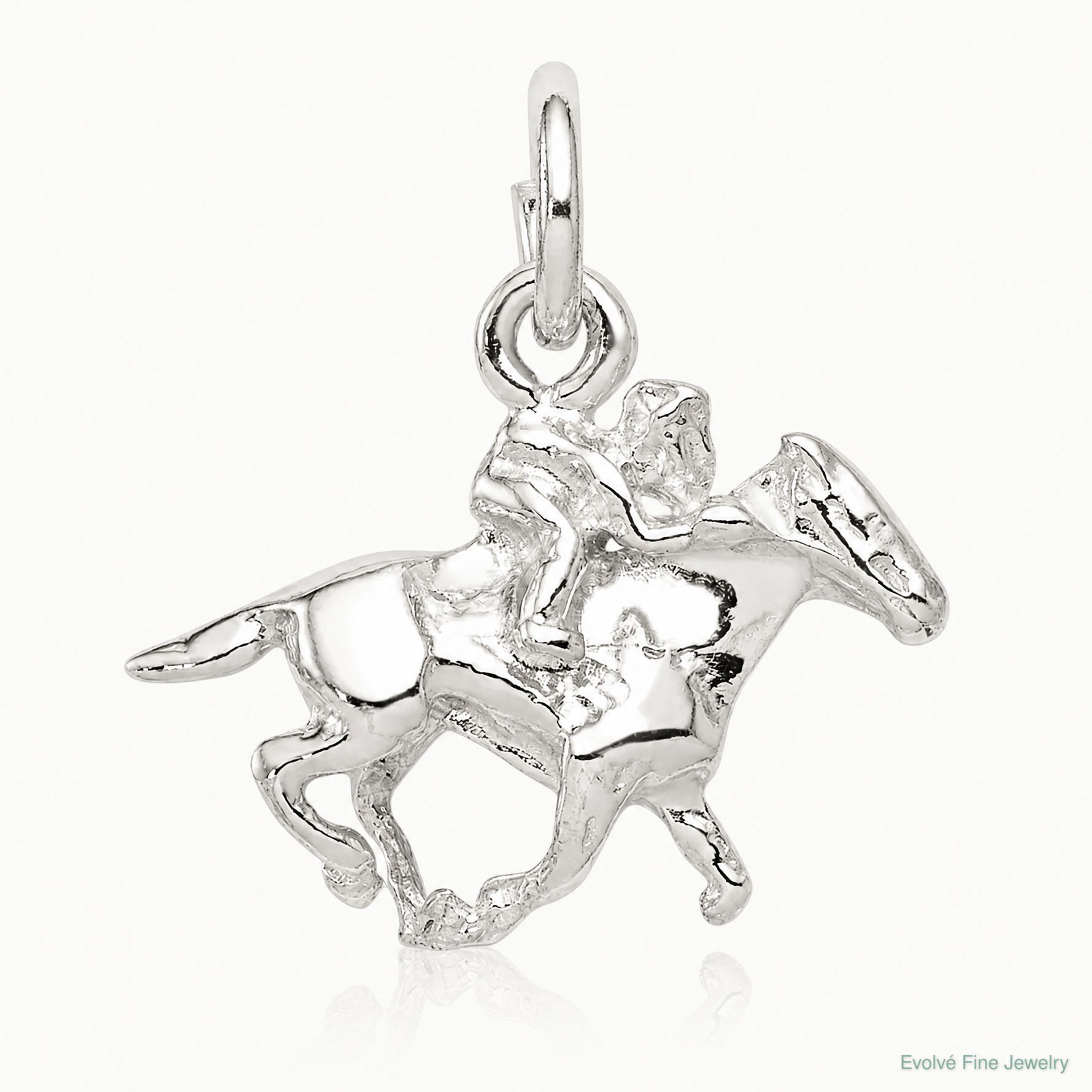 Sterling Silver Horse w/Rider Charm - Lifestyle View