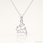 Sterling Silver Rhodium-plated Polished Bunny Pendant - Lifestyle View