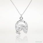 Sterling Silver Polished Horseshoe with Horse Head Pendant - Lifestyle View