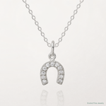 Sterling Silver Polished Horseshoe CZ Charm - Lifestyle View