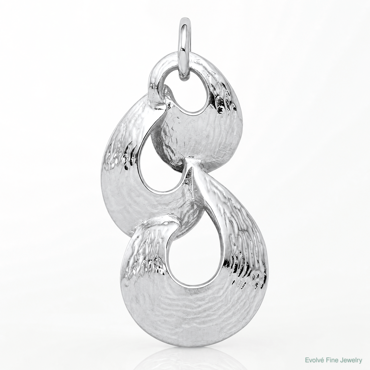 Sterling Silver Rhodium-plated Polished & Satin Drop Pendant - Lifestyle View