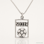 Sterling Silver Antiqued Soccer Rectangle Pendant - Lifestyle View