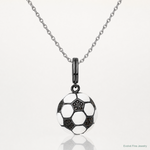 Sterling Silver Rhodium-plated & CZ 3D Soccer Ball Pendant - Lifestyle View
