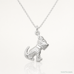 Sterling Silver Polished and Textured Dog Pendant - Lifestyle View