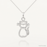 Sterling Silver Polished Cat Charm - Lifestyle View