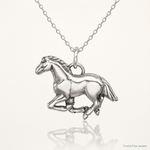 Sterling Silver Antiqued & Textured Horse Pendant - Lifestyle View